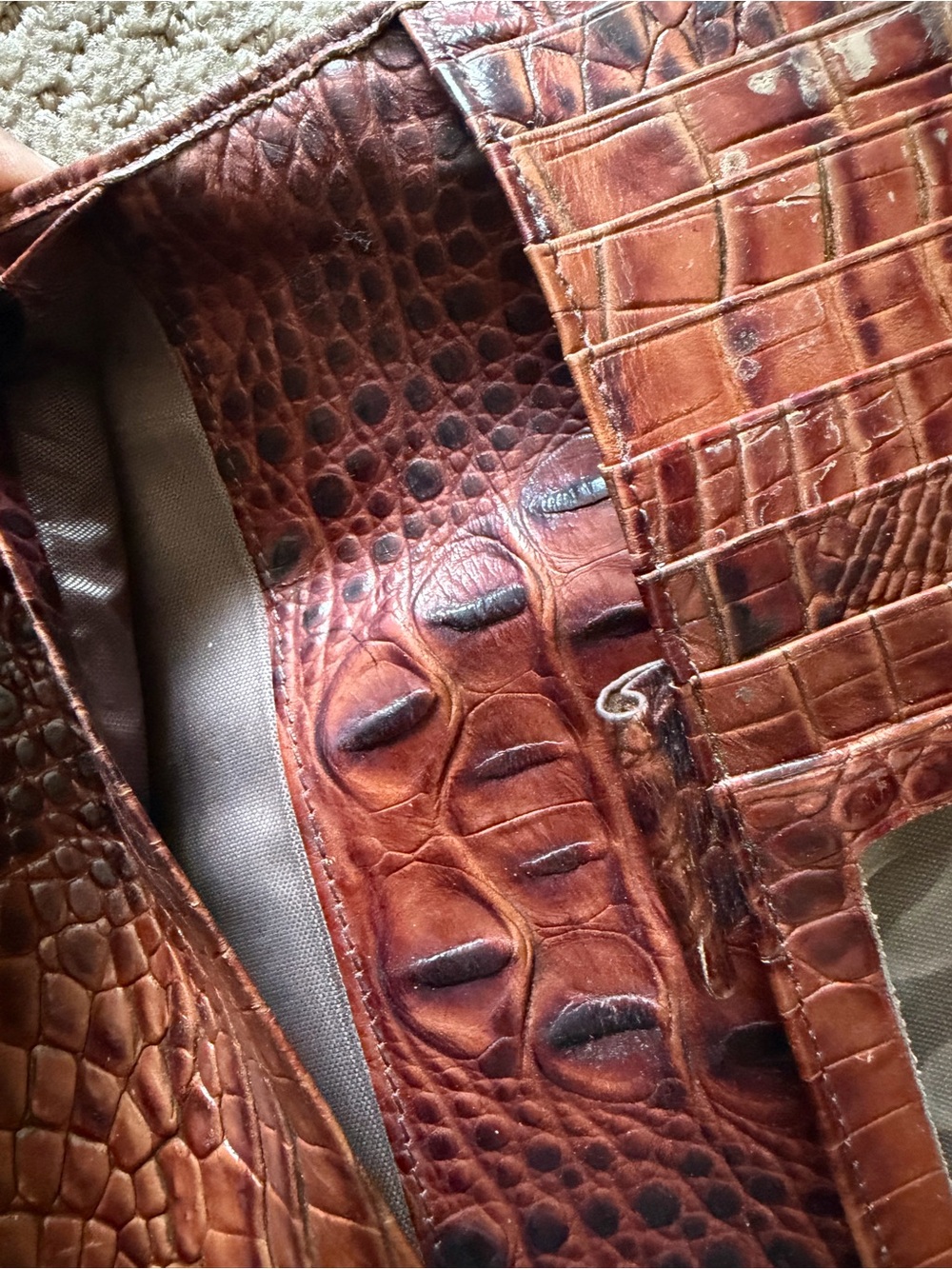 Old Brahmin Cognac Croc-Embossed Leather Continental Wallet - Picture 5 of 11